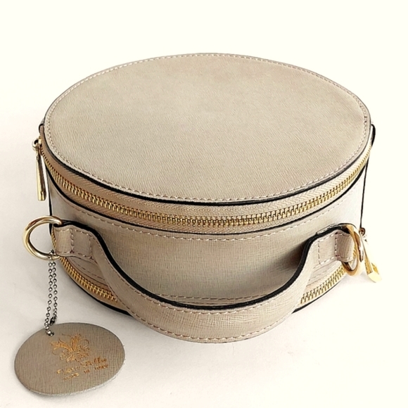 Vera Pelle Vintage Italian Leather Circular Banjo Crossbody Bag - Picture 6 of 8